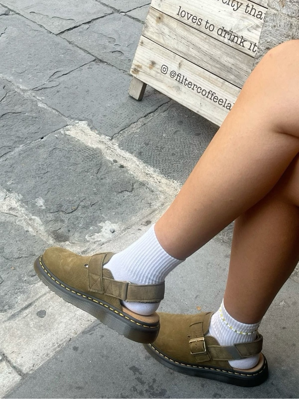 Dr. Martens Tan Leather Buckle Clogs